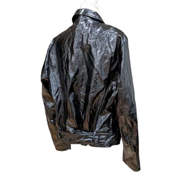 Forever 21 Plus Patent Leather Belted Motorcycle Jacket Size 3X NWT - Picture 4 of 11
